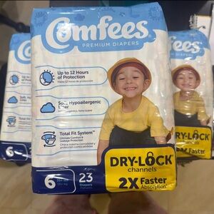 Comfees Baby Size 6 Diapers – NEW Sealed Packs – Bulk Lot (23 ct x 3)